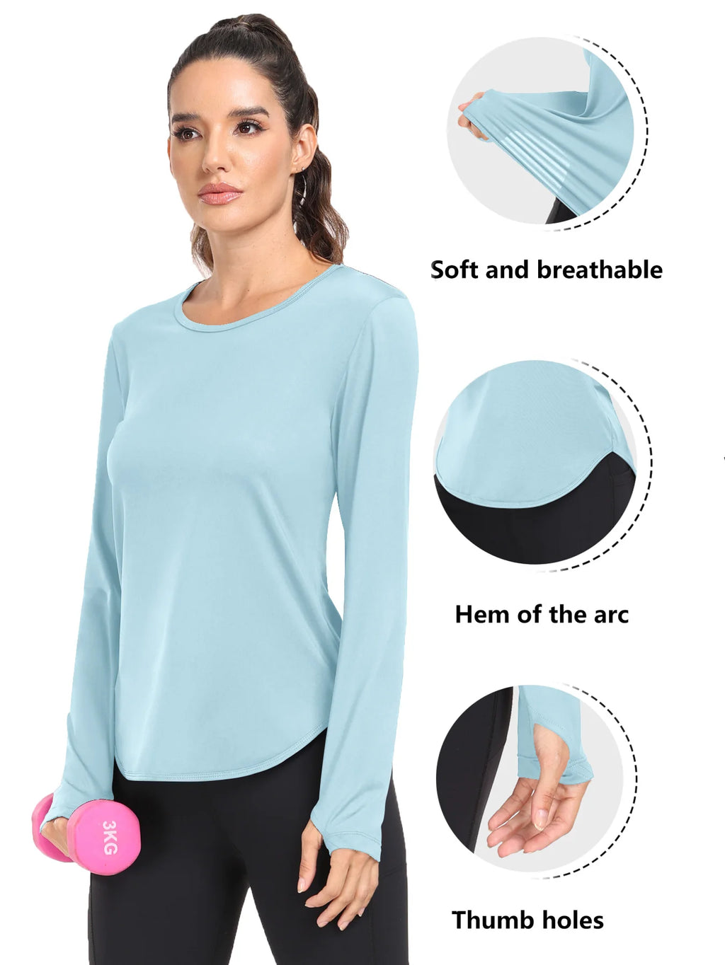 Women T-Shirts Sun Protection Sports Long Sleeves UV Protection Loose Breathable Running Yoga Clothes Fitness