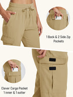 TACVASEN Women's Quick Dry Waterproof Cargo Pants Lightweight UPF 50 Athletic Jogger Pants Travel Hiking Pants Velcro Pockets