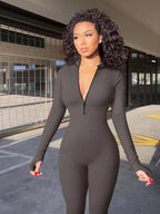Long-Sleeve Active Jumpsuit