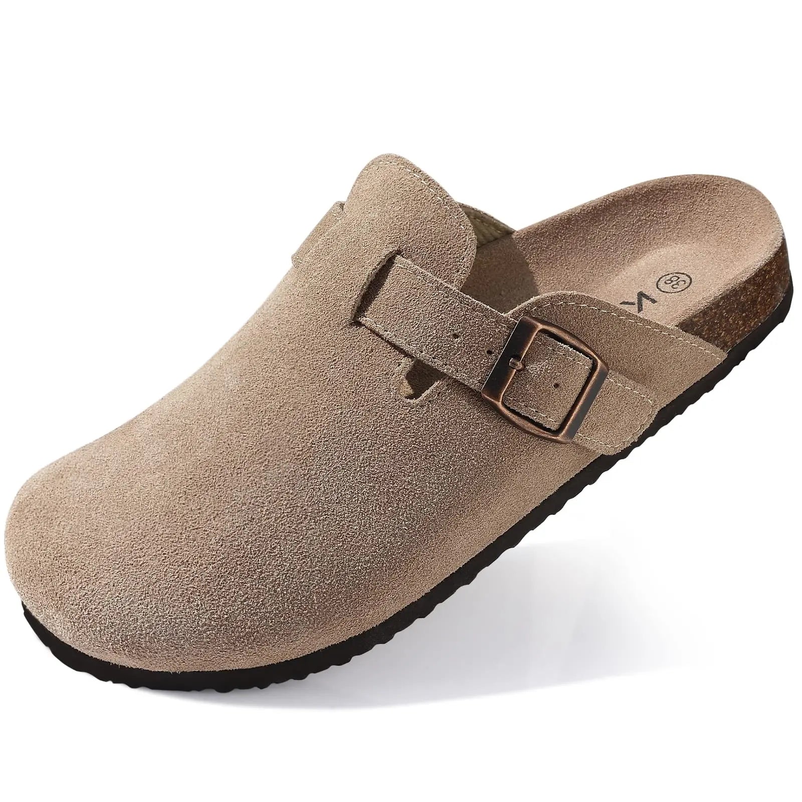 Suede-Look Cork Footbed Clogs