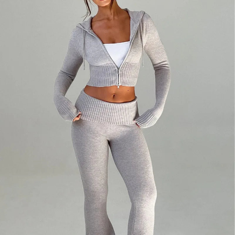 Knit Zip Hoodie & Pants Set