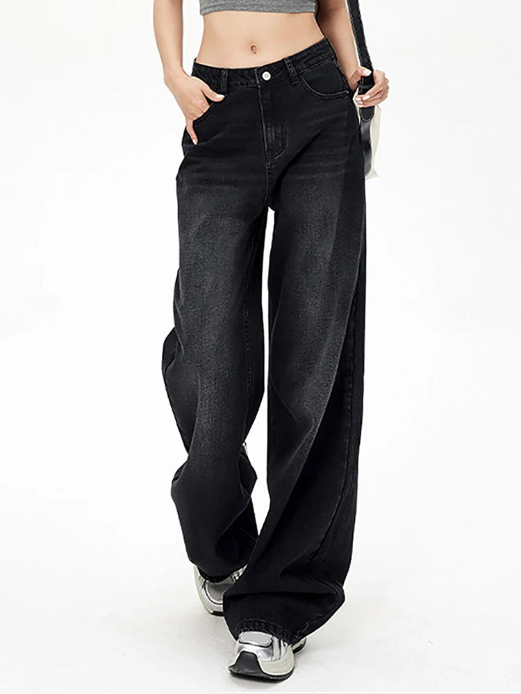 Denim High-Waist Straight-Leg Jeans