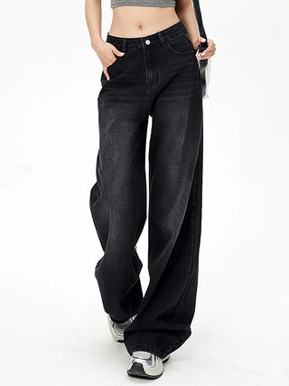 Denim High-Waist Straight-Leg Jeans