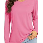 TACVASEN Summer UPF 50+ Long Sleeve T-Shirts Womens Sun Protection V Neck Fashion Tee Shirts Quick Dry Outdoor Hiking Pullover