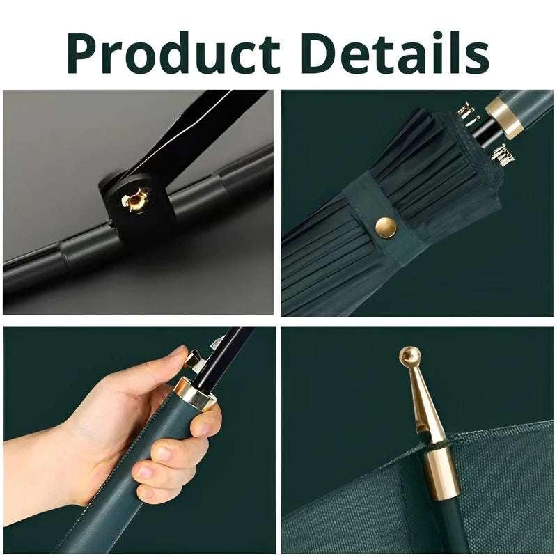 24-rib Long Handle Automatic Umbrella Long Handle Business Umbrella for Men Integrated Button Large Wind-Resistant Umbrella Para