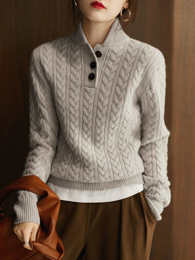 Arden Cable-Knit Cashmere Blend Sweater – Beige