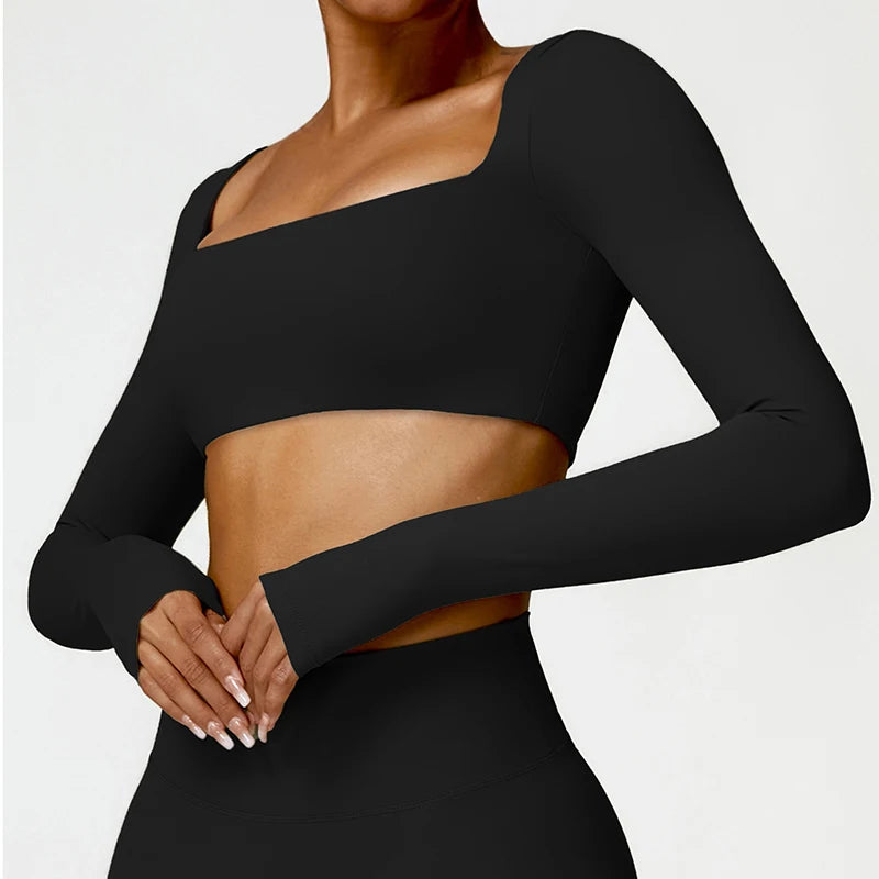 Square-Neck Long-Sleeve Training Top