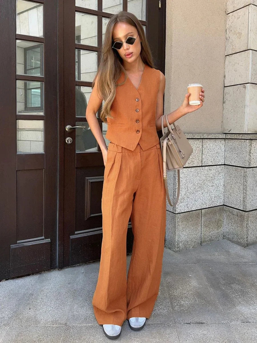 Linen Vest & Trousers Set