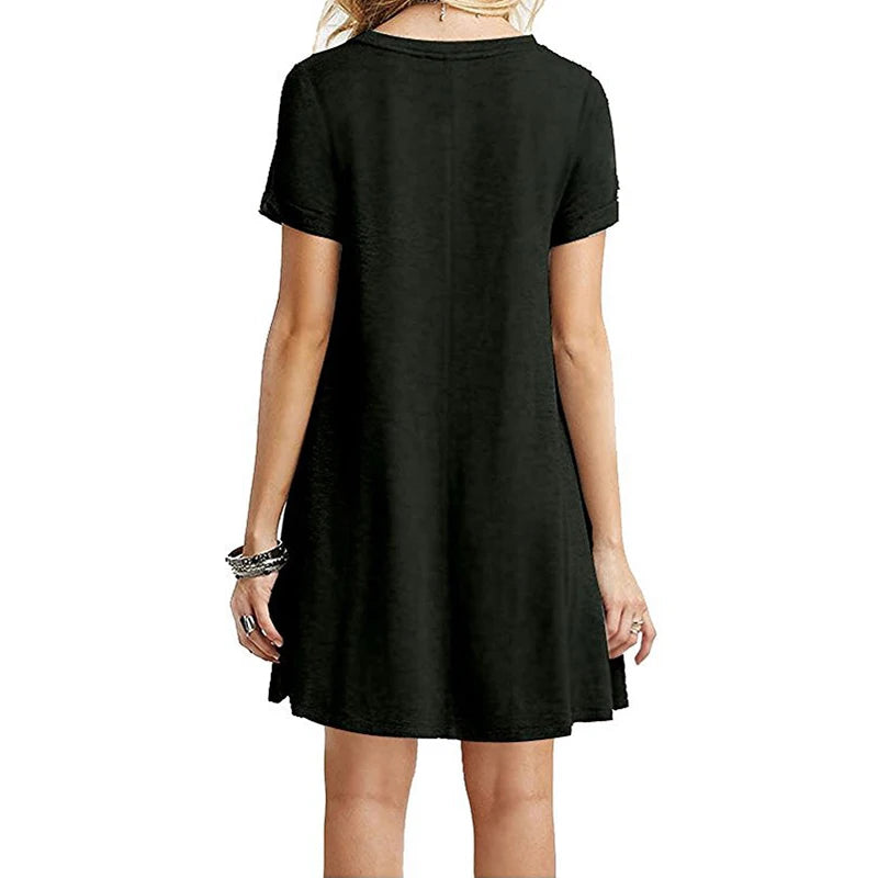 Printed Short-Sleeve Shirt Dress