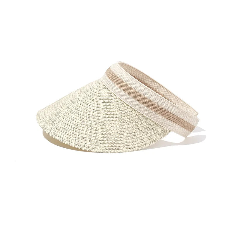 Open-Crown Straw Sun Visor