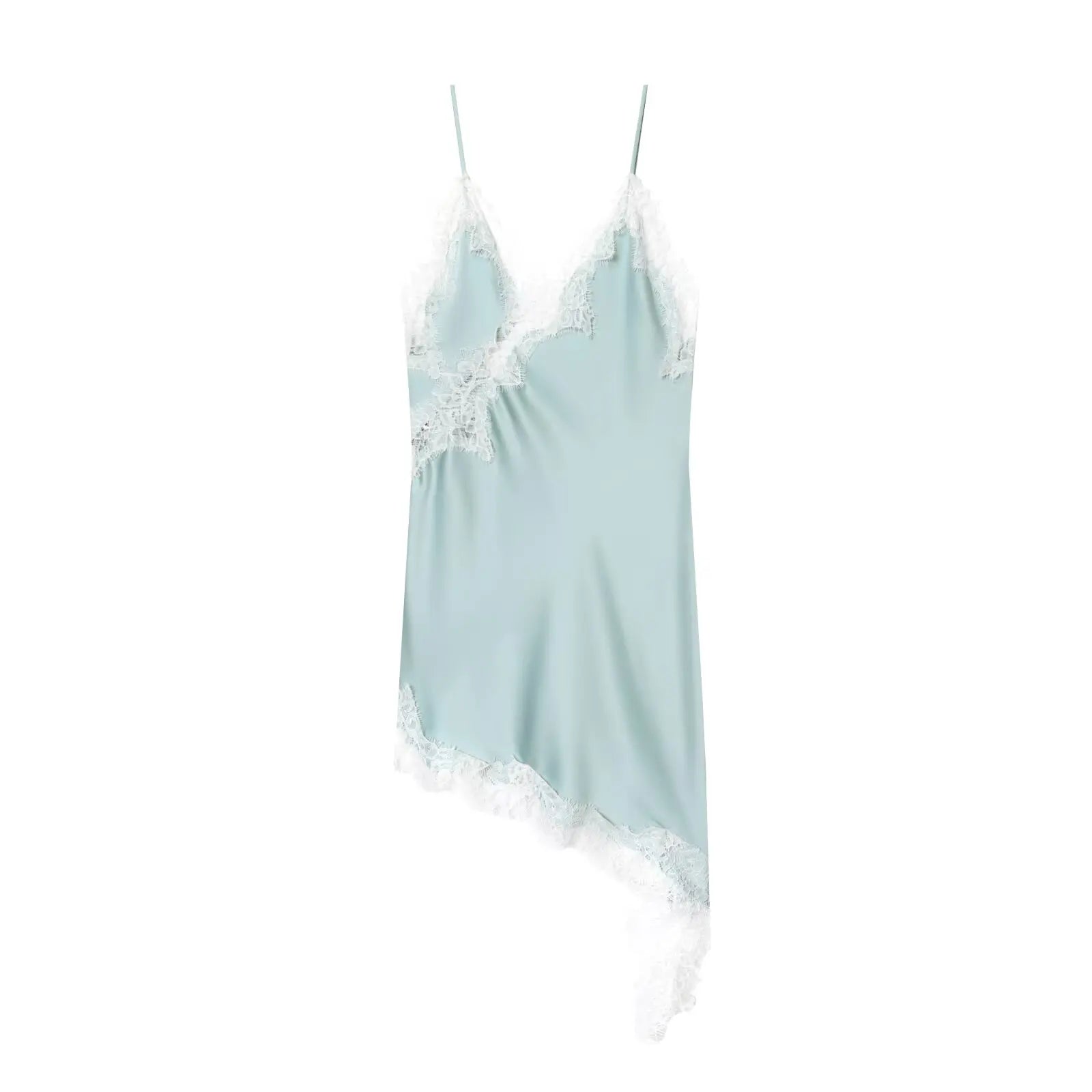 Asymmetric Lace Mini Slip Dress