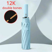 12 Bone Black Glue Fully Automatic Umbrella With Thick And Durable Keel Three Fold Umbrella UV Resistant Folding Umbrella