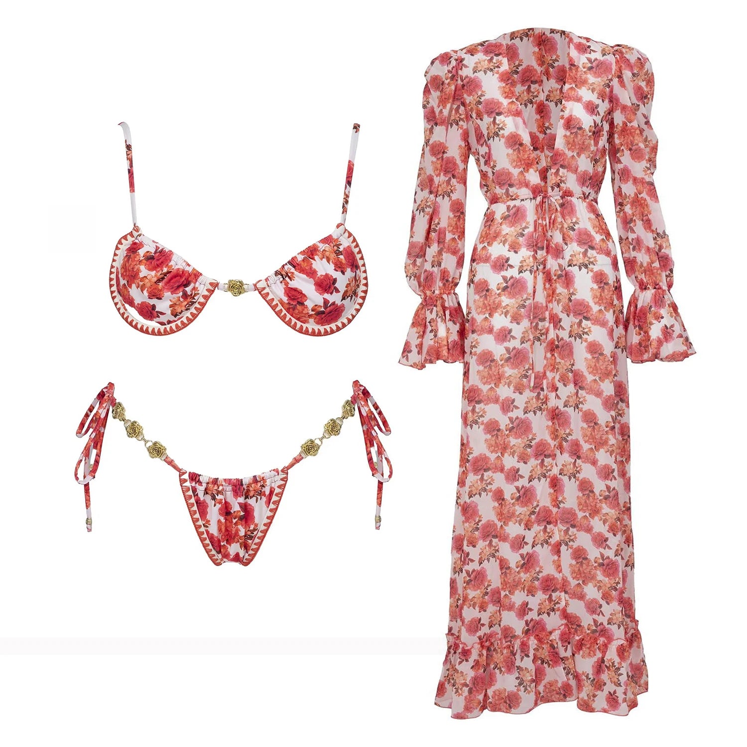 Aurelia Sun Printed Three-Piece Bikini Set – Multi-Colour Bikini 2 – image 12