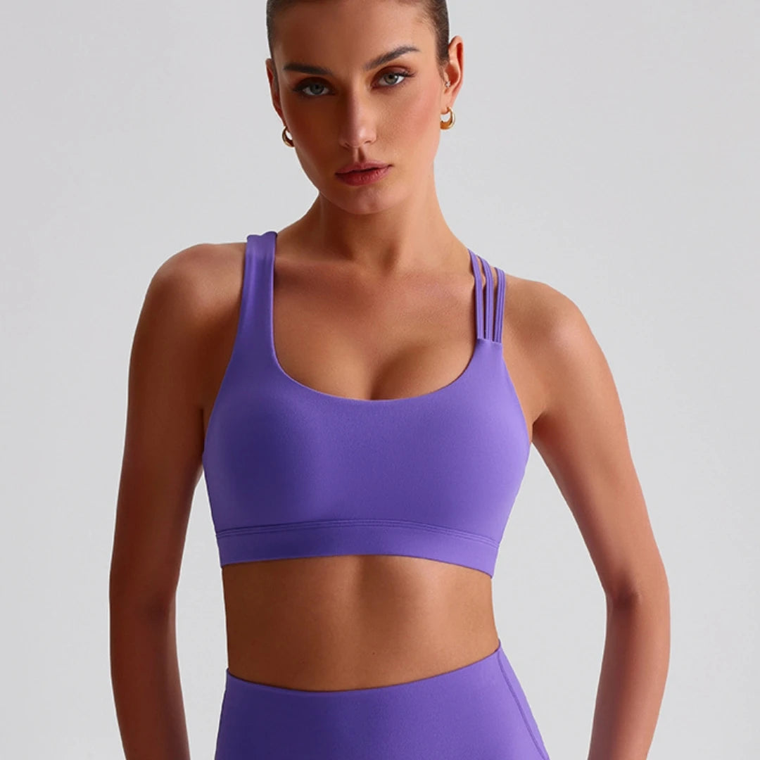 Aurelia Sun Wide-Strap Crossback Sports Bra – Black – image 5