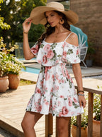 Ruffle Halter Floral Mini Dress