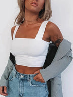 Square-Neck Backless Crop Tank