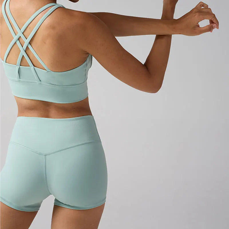 Aurelia Sun Quick-Dry High-Waist Yoga Shorts – Mint Green – image 4
