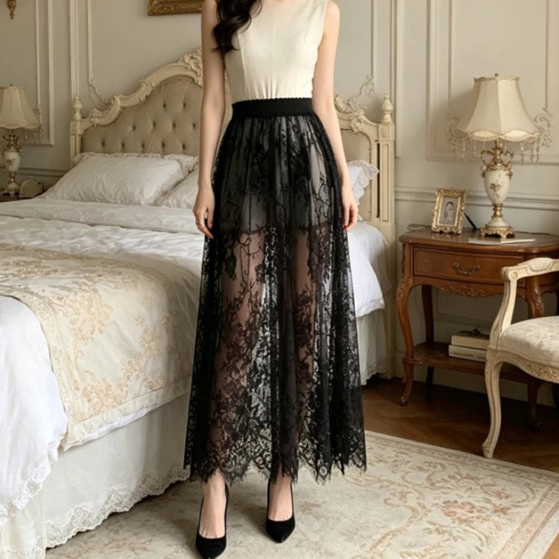 Layered Lace Tulle Skirt
