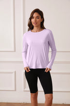Ladies' curved hem sun-protective shirts, SPF shirts, long-sleeved T-shirts, hiking, fishing, outdoor fitness and running shirts