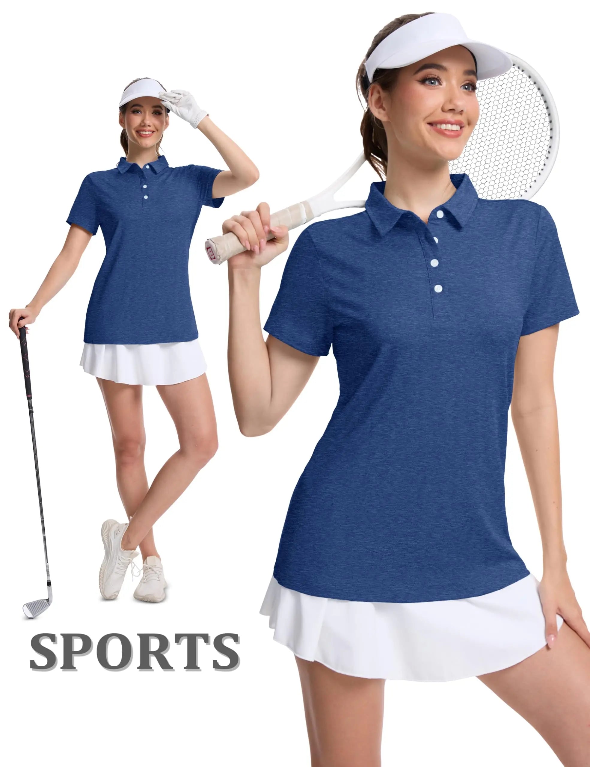 TACVASEN 4 Buttons Polos T-Shirts Womens Summer Short Sleeve Athletic Golf Polos Tee Shirts Sports Casual Work Pullover T-shirts