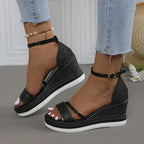 Metallic Platform Wedge Sandals