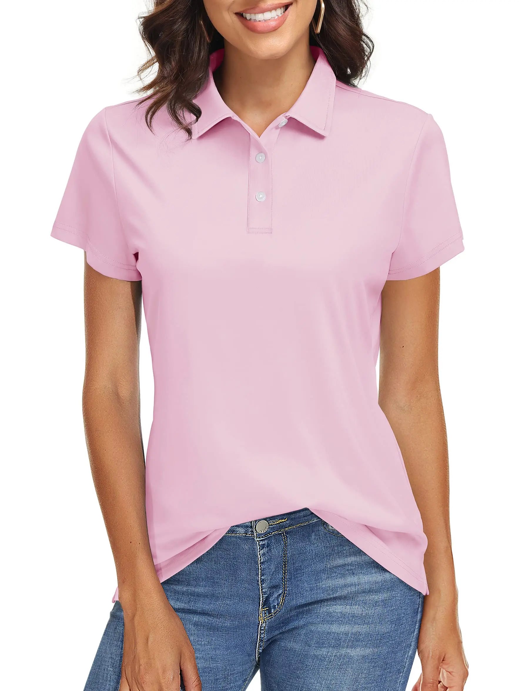 TACVASEN UPF 50+ Short Sleeve Golf Polos Shirts High Elastic Womens Sun Protection T-shirts Quick Dry Workout Tee Pullover Tops
