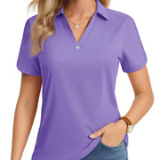 TACVASEN Women's 1-Button Golf Polo Shirts V Neck Short Sleeve Tennis Tops Moisture Wicking Quick Dry Athletic Collared Shirt