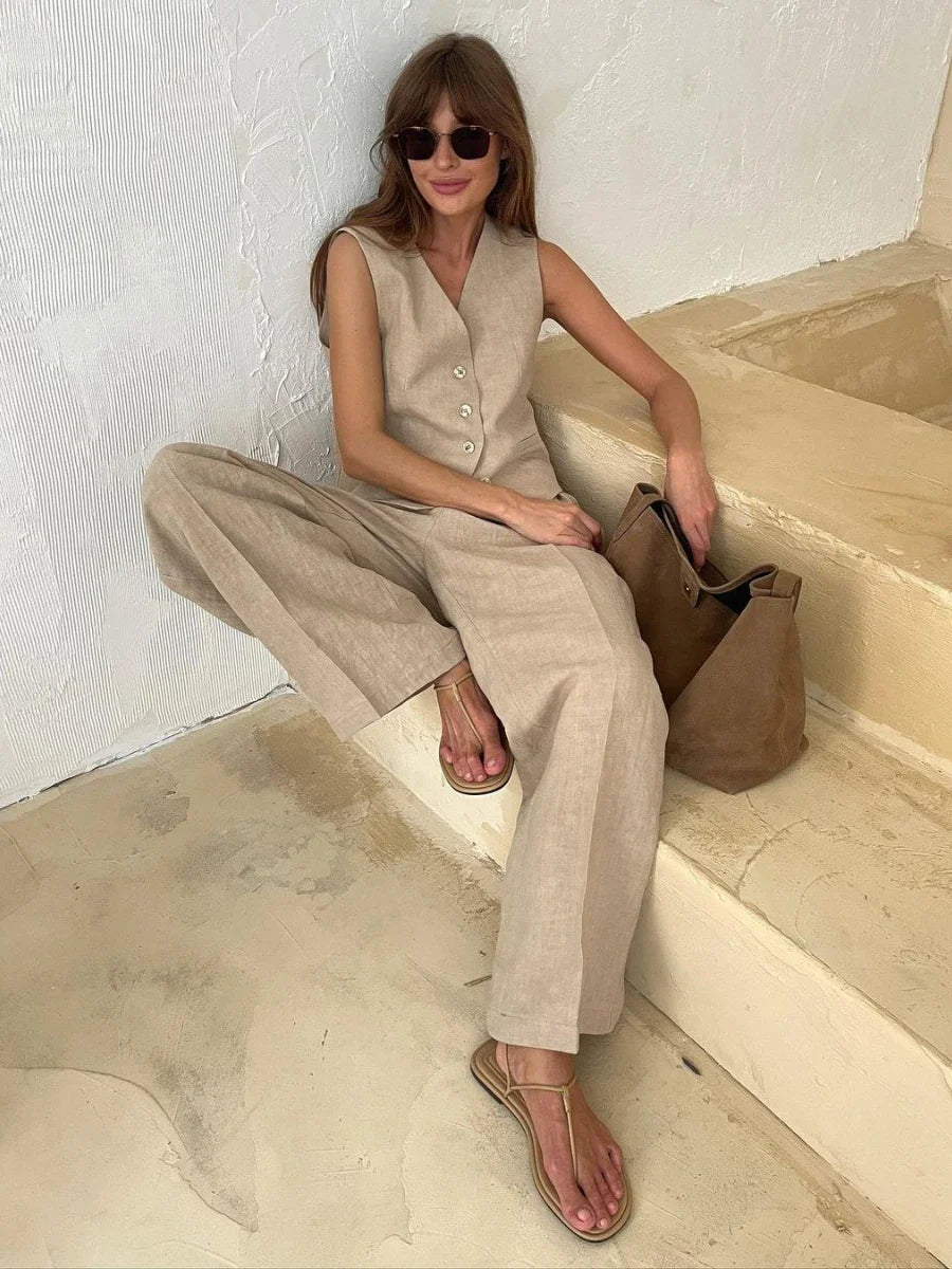 Linen Vest & Trousers Set