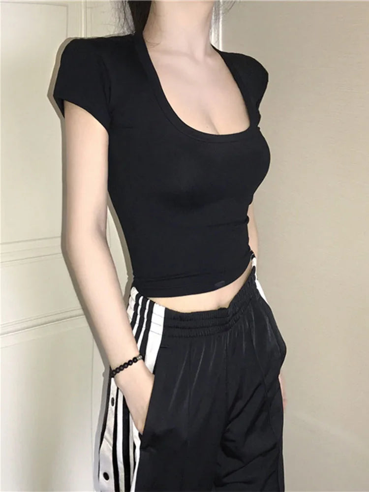 U-Neck Fitted Crop Tee