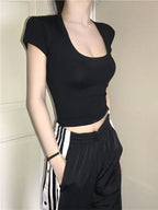 U-Neck Fitted Crop Tee