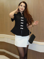 Button-Up Puff-Sleeve Blouse