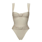 Floral Mesh-Skirt Bandeau Bikini Set