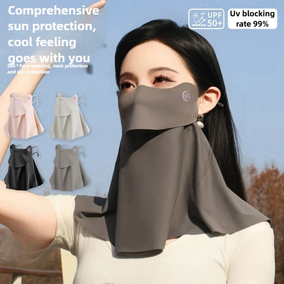 3D Ice Silk UPF50+ UV Protection Face Mask for Women Summer Outdoor Cycling Hiking 360° Face Neck Cover Cool Balaclava Scarf