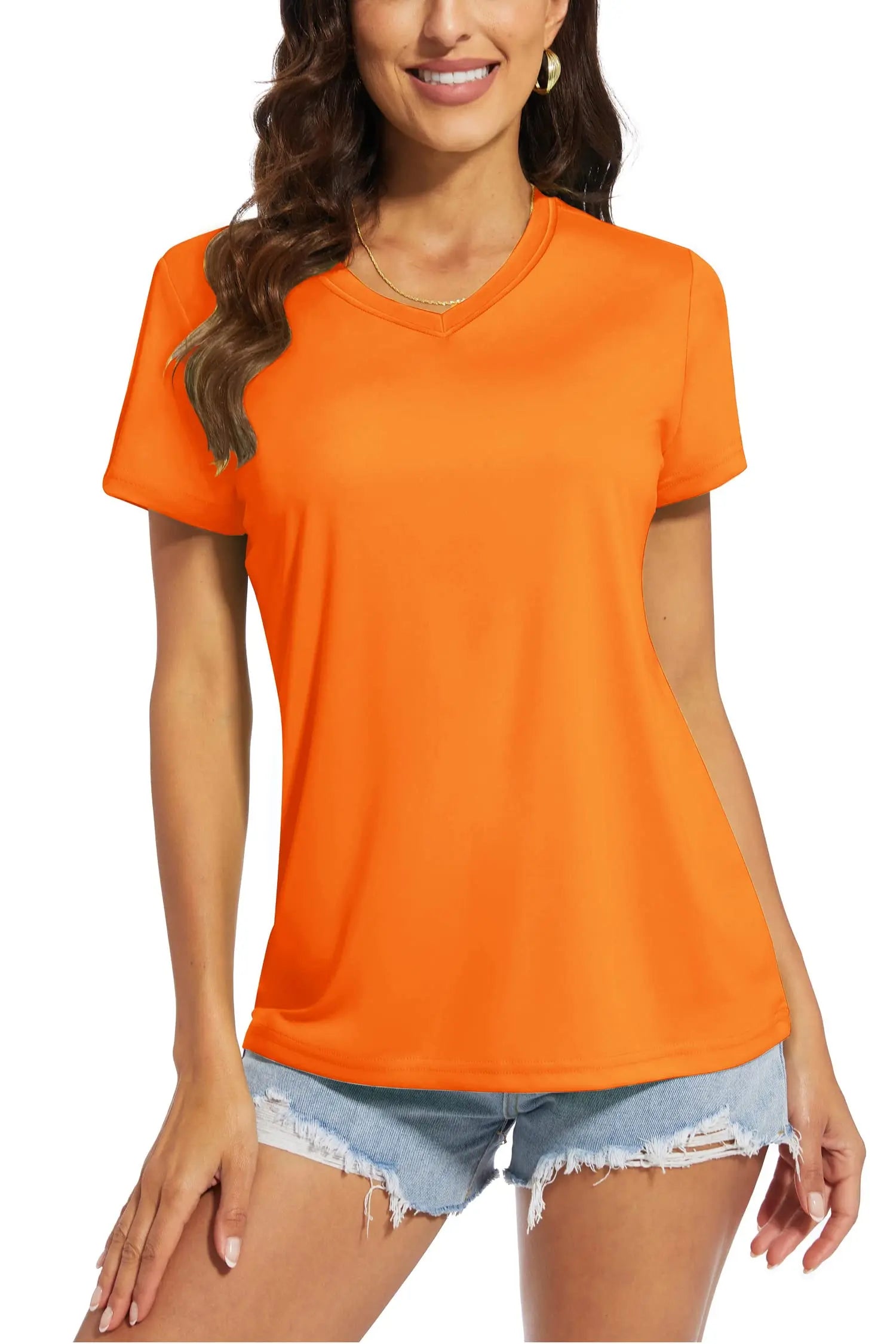 TACVASEN UPF 50+ Summer Short Sleeve V-Neck T-shirts Womens Sun Protection T-shirts Quick Dry Hiking Running Tee Shirts Tops