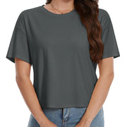 TACVASEN UPF 50+ Cropped Cotton T-Shirts Womens Summer Short Sleeve Casual Crew Neck Tops Breathable Sun UV Block Outdoor Tees