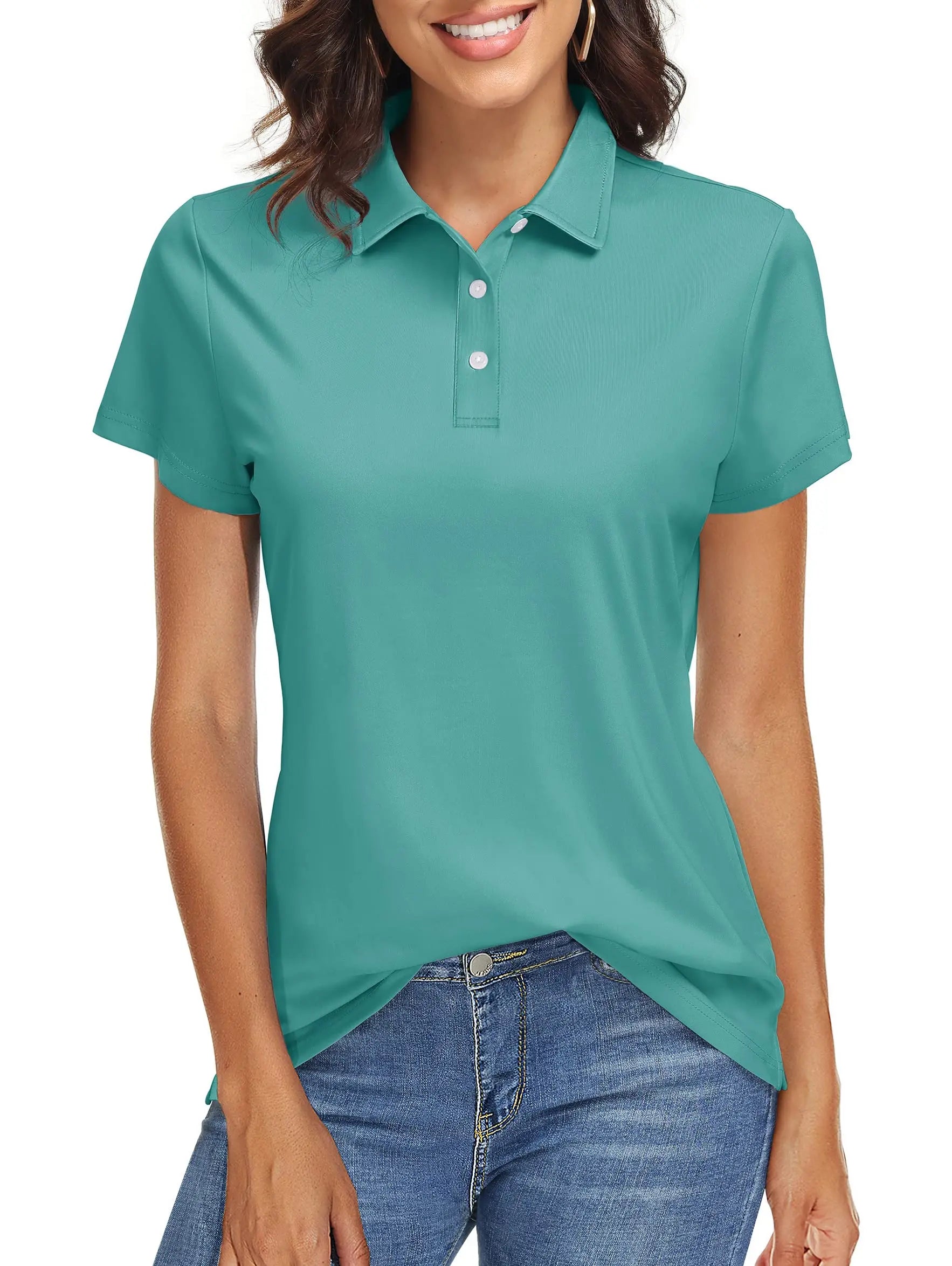 TACVASEN UPF 50+ Short Sleeve Golf Polos Shirts High Elastic Womens Sun Protection T-shirts Quick Dry Workout Tee Pullover Tops