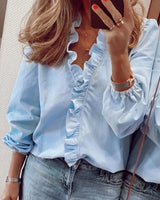 Ruffle Long-Sleeve Blouse