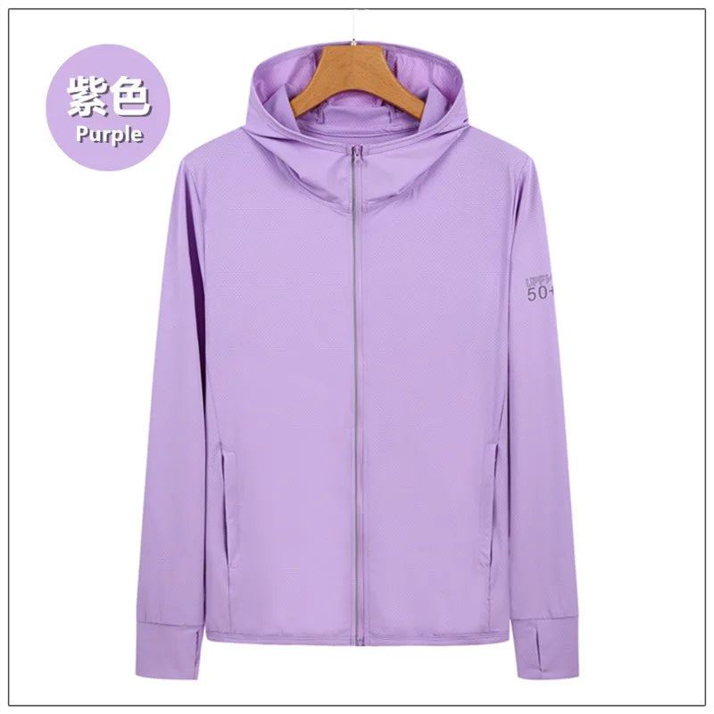 UPF50+ Sun Protection Jacket for Men and Women Sports Clothing Ice Silk skin Coat for Walking Travel and Fishing Sports
