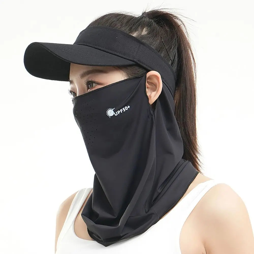 Durable UV Protection Sunscreen Face Veil Breathable Sunshade Ice Silk Face Mask Ear Hanging Summer Face Cover