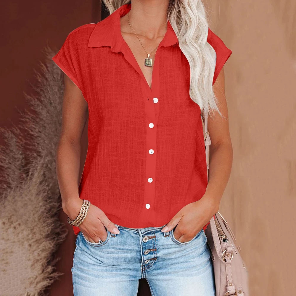 Cotton-Linen Short-Sleeve Relaxed T-Shirt