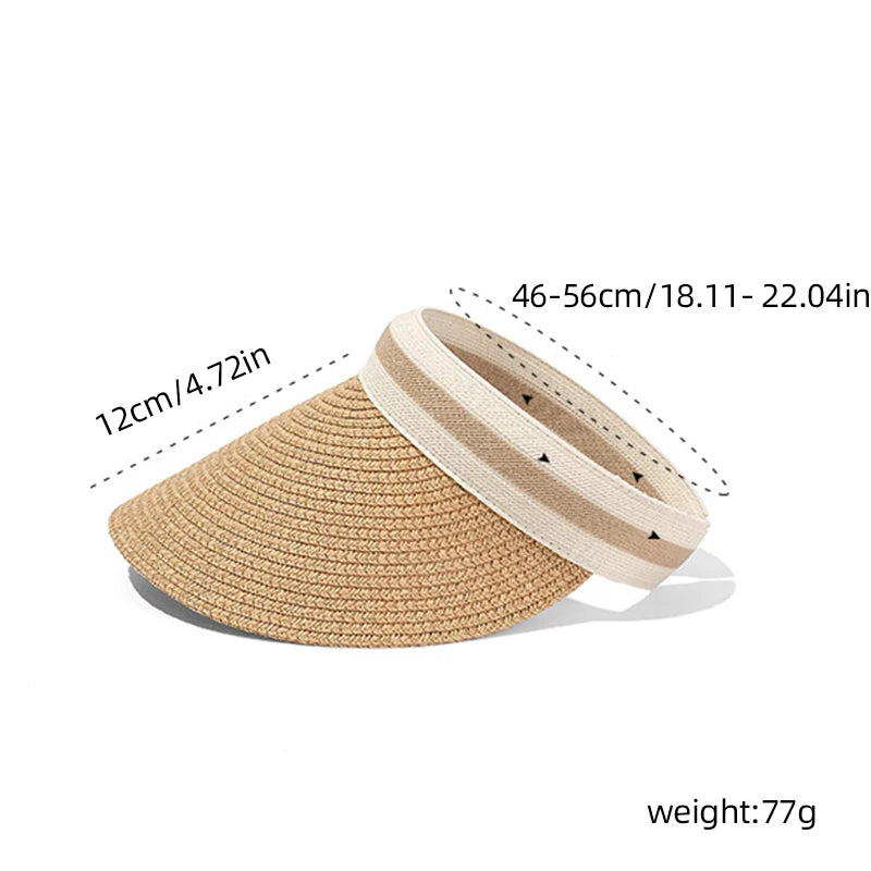 Open-Crown Straw Sun Visor