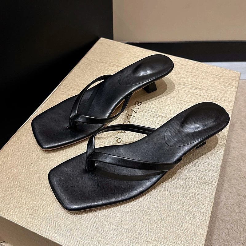 Toe-Loop Low-Heel Sandals