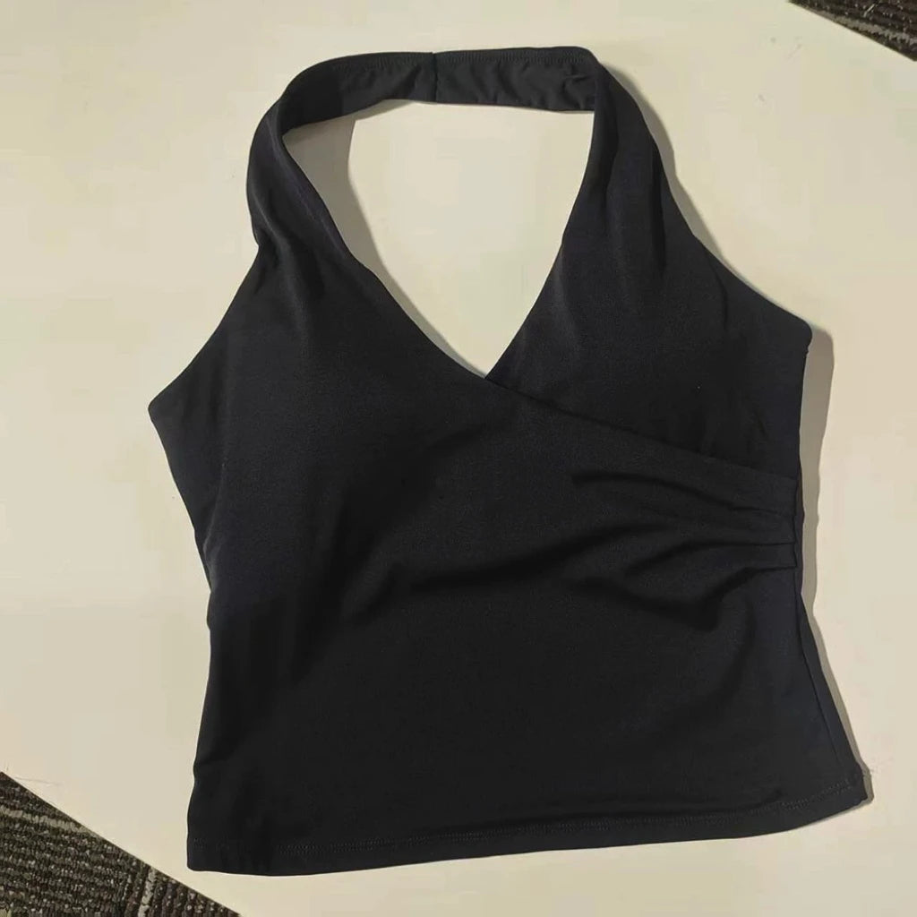 Aurelia Sun Halter V-Neck Sports Bra – Blue – image 6