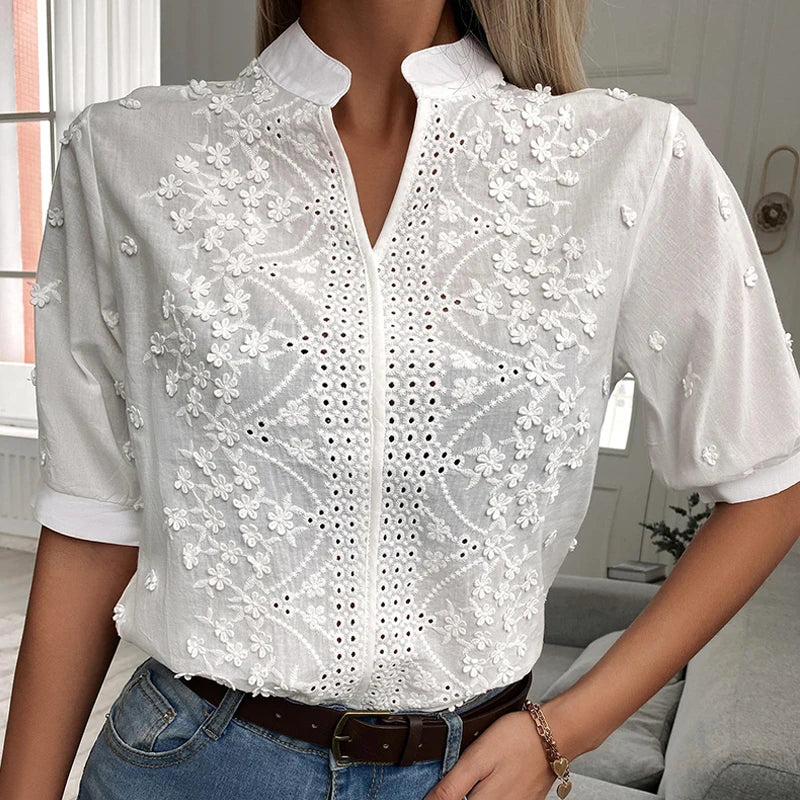 Floral Embroidered Lace Blouse