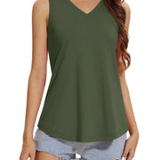 TACVASEN Women's Tank Tops Soft Loose Casual Flowy Basic Sleeveless Summer V Neck Tee Shirts Camisole Running Outfits Clothes