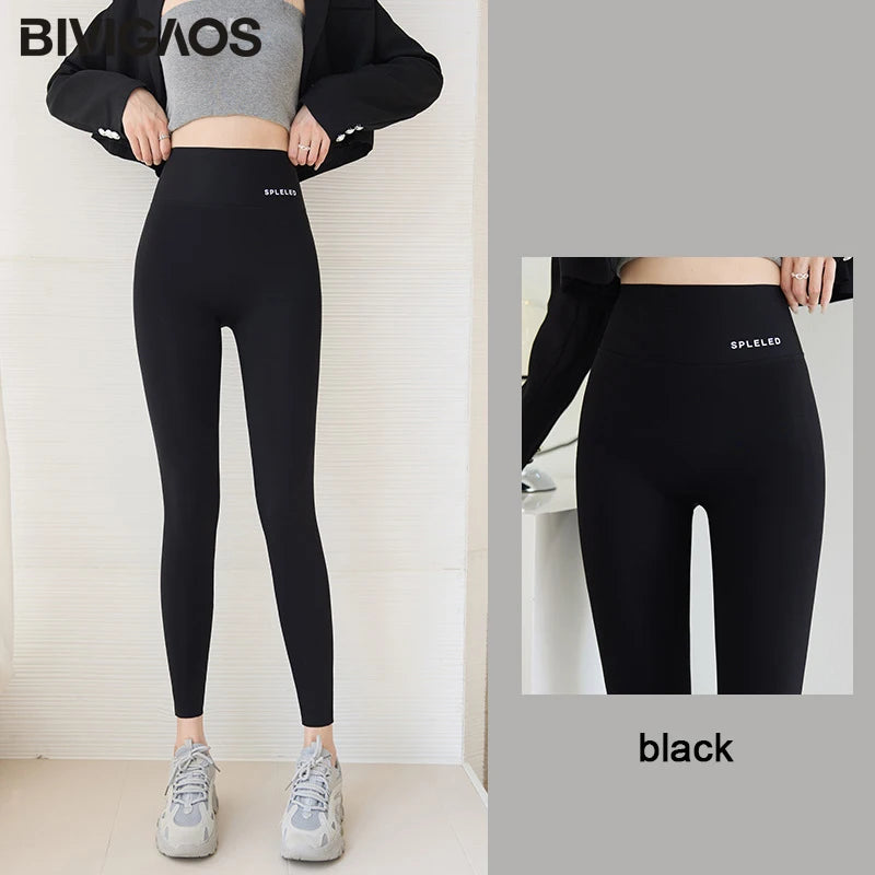 BIVIGAOS Summer Letters Ultra-Thin Shark Leggings Women High Waist Tight Fitness Leggings Seamless Sexy Sun Protection Leggings