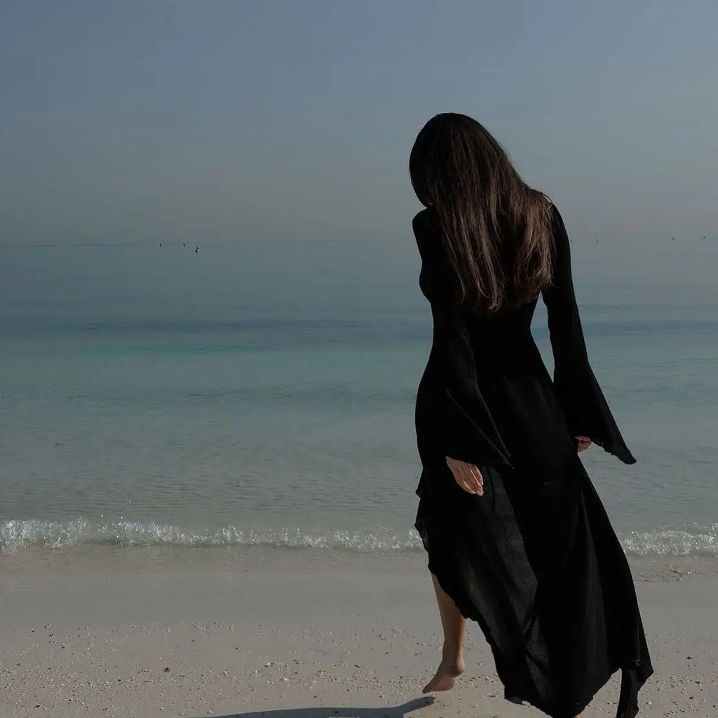 Ruffle-Sleeve Chiffon Beach Tunic