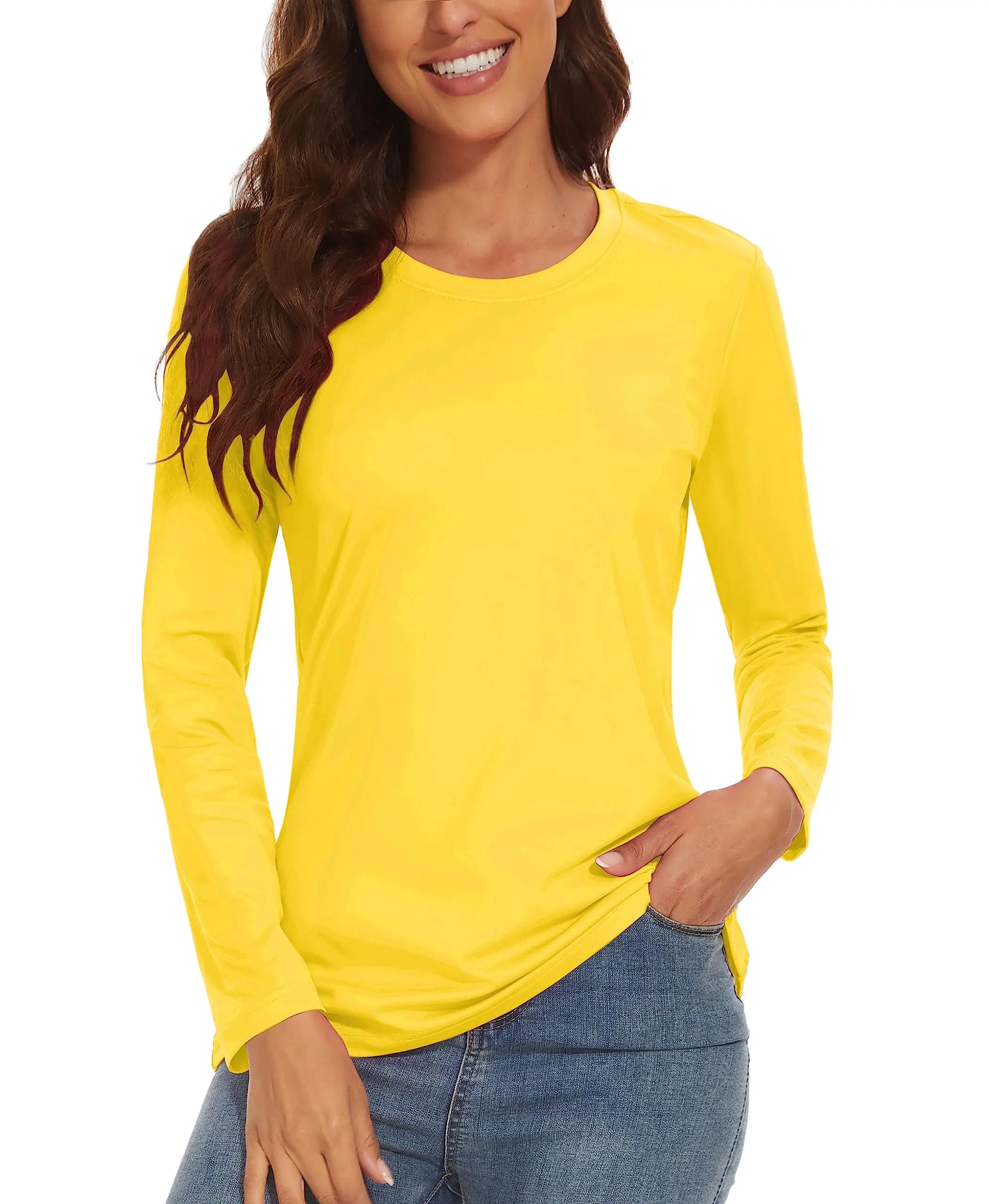 TACVASEN Summer UPF 50+ Long Sleeve Quick Dry High Elastic T-shirts Womens UV/Sun Protection Tee Shirts Hiking Swim Tops Outdoor