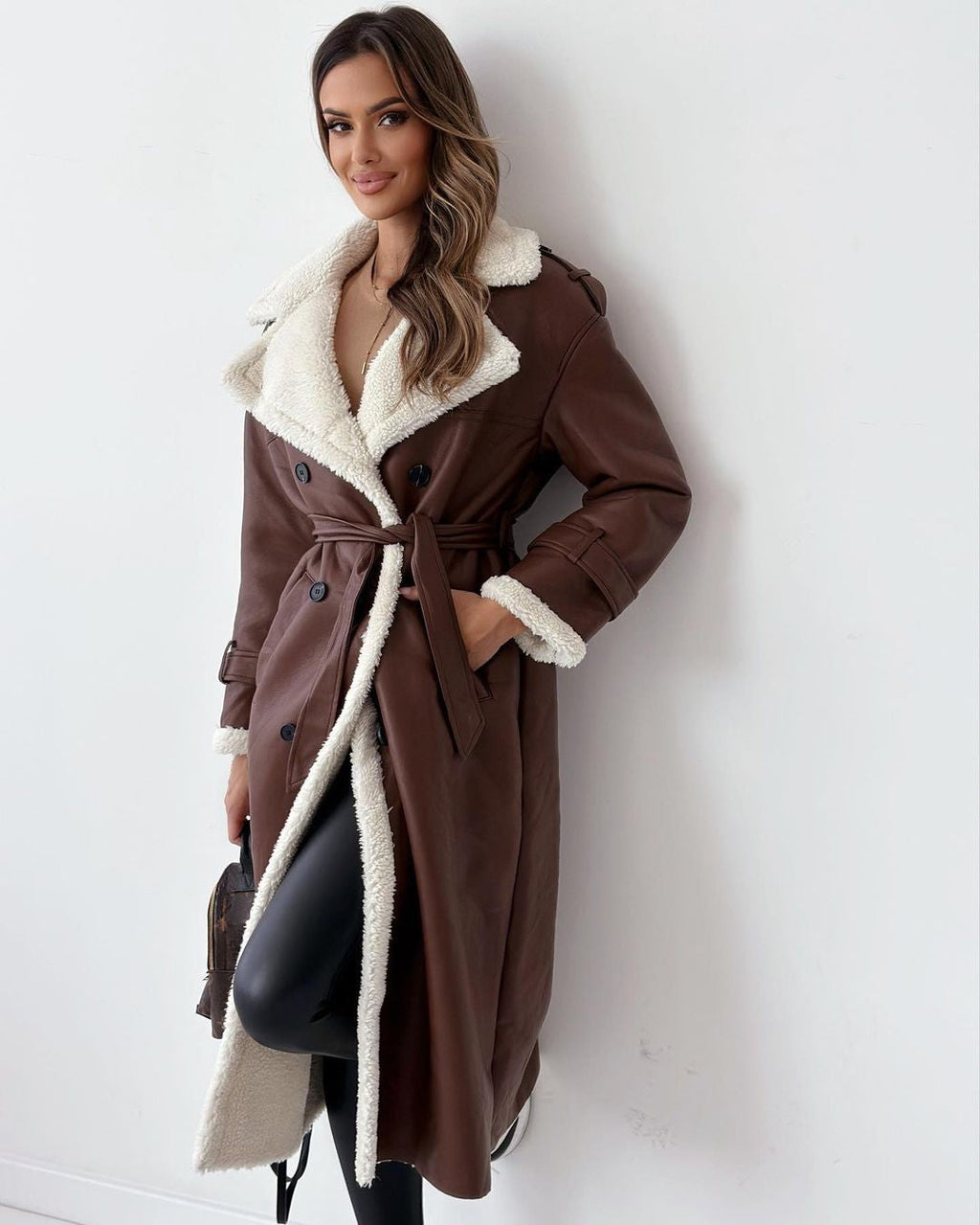 Monroe Teddy-Lined Trench Coat – Black