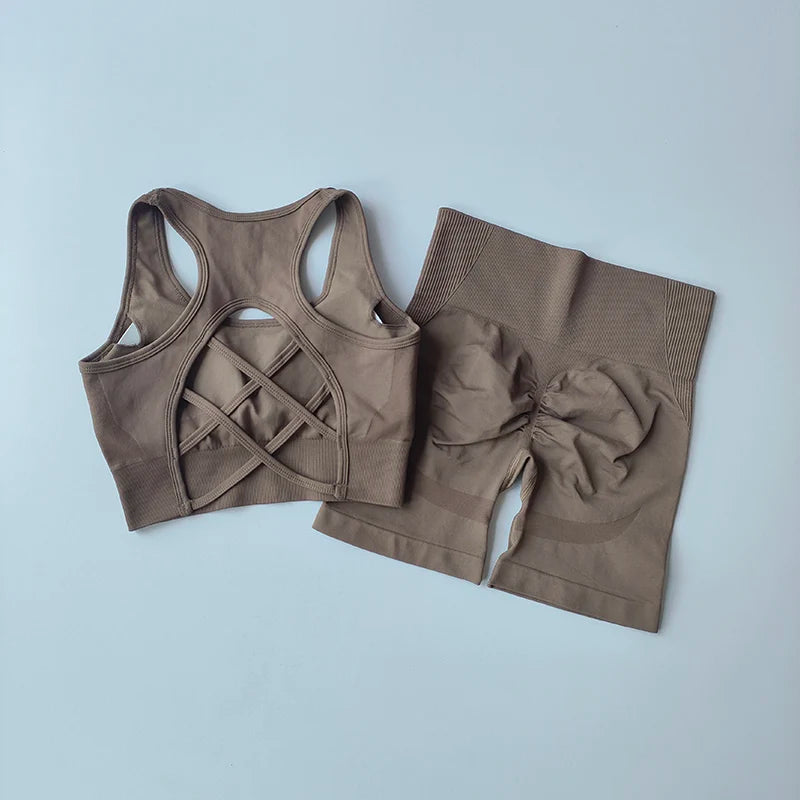 Aurelia Sun Seamless Bra & Shorts Set – Coffee – image 10